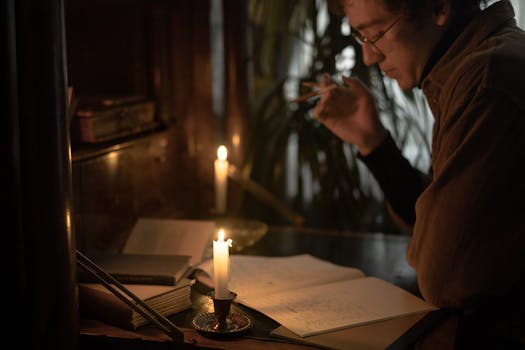 calm workspace with candles