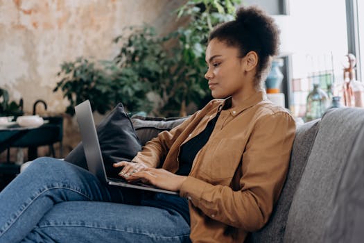 a freelancer working in a cozy home office