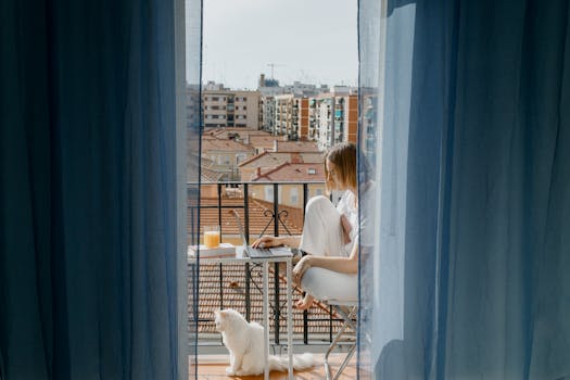 calm workspace with meditation cushion