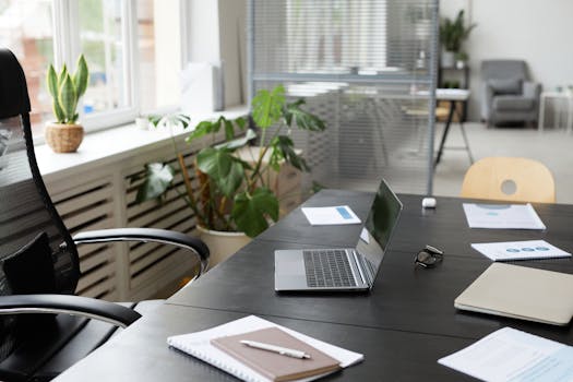 relaxing workspace with plants