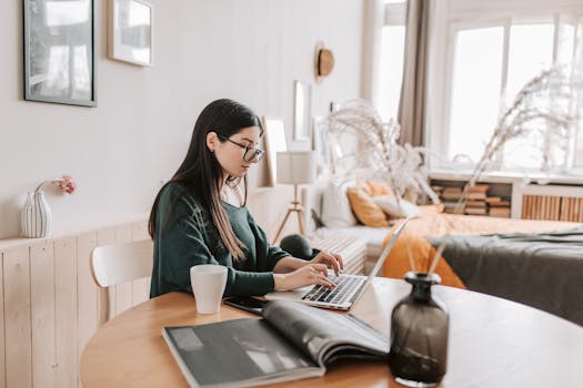 focused freelancer working at desk