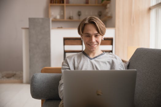 person working from cozy home office