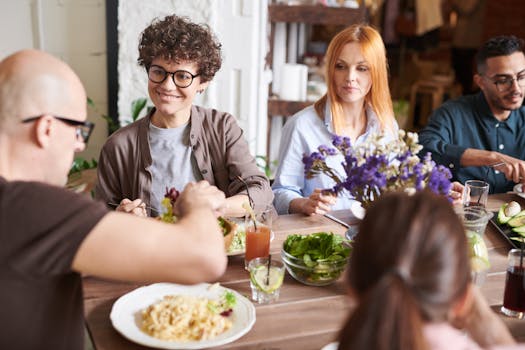 a group of friends enjoying a healthy meal together