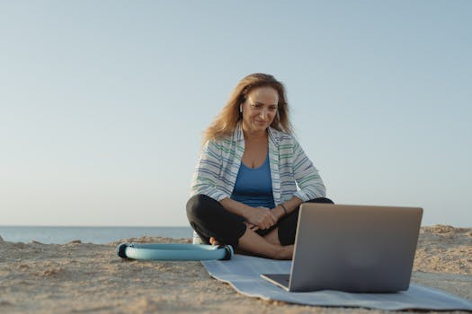 calm workspace with meditation cushion