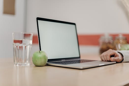 organized workspace with healthy snacks