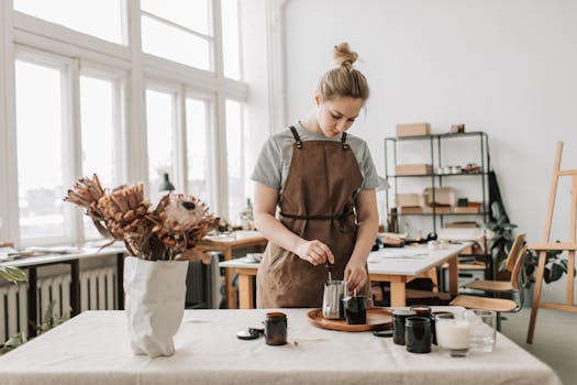 a cozy workspace with meditation tools