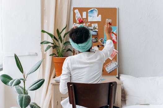 a peaceful workspace with greenery