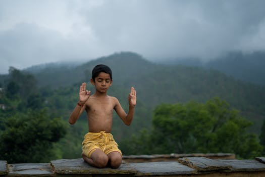 image of a person meditating in a serene environment