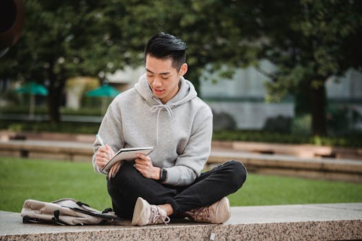 journaling in a park