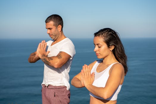 couple meditating together