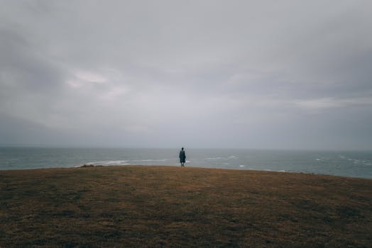 person practicing walking meditation in a park